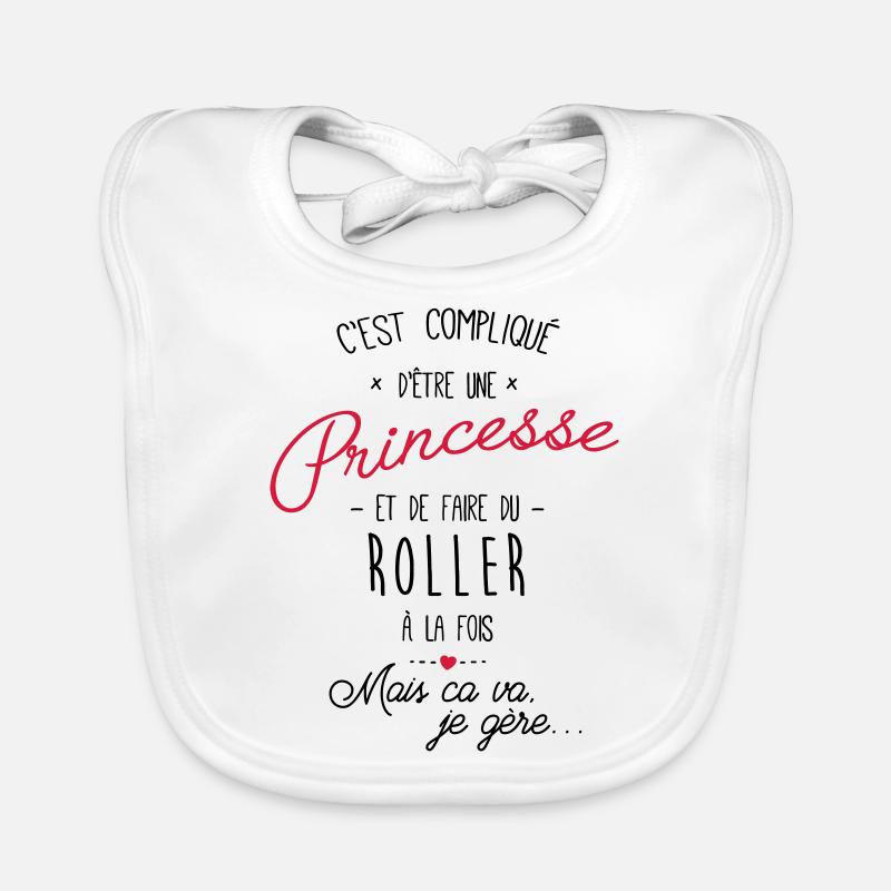 princesse et Roller - Bavoir bio Bébé - blanc
