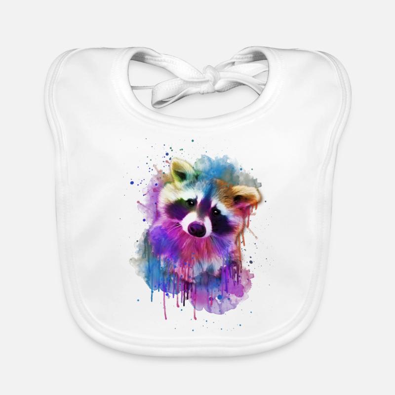 Raton laveur / Aquarelle / Conception arc-en-ciel Bavoir bio Bébé