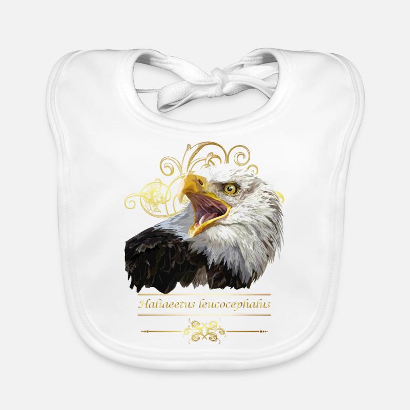 Bald eagle - Organic Baby Bibs - white