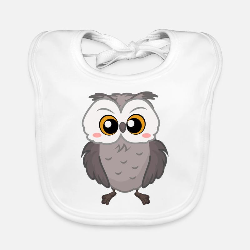 Hibou - Bavoir bio Bébé - blanc