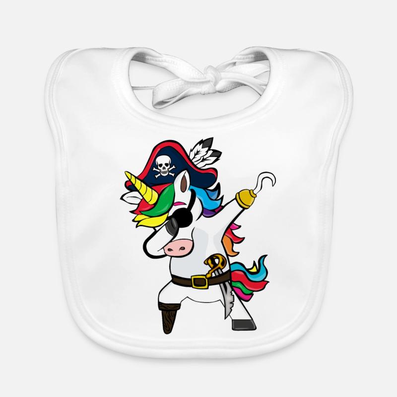 Dabbing Unicorn Pirates Gift Organic Baby Bibs