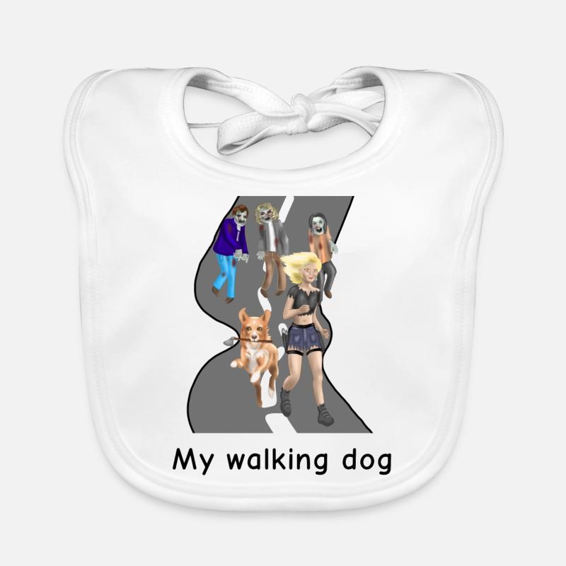 Zombie RunEdition : chien promenant - Bavoir bio Bébé - blanc
