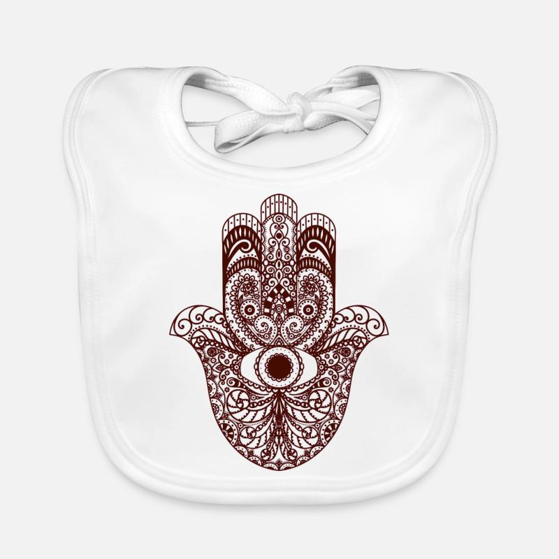 Main de Fatima - Hamsa - Bavoir bio Bébé - blanc