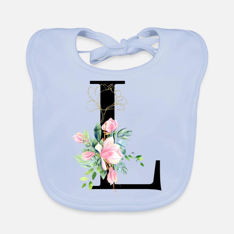 Buchstabe L Aquarell des Blumenmonogramms Baby Bio-Lätzchen