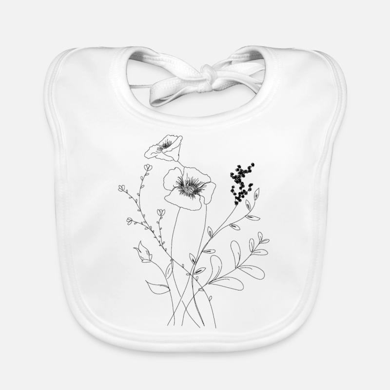 Fine Line Art Blume Baby Bio-Lätzchen