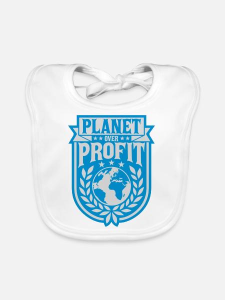 planet over profit quote - Organic Baby Bibs - white - Front