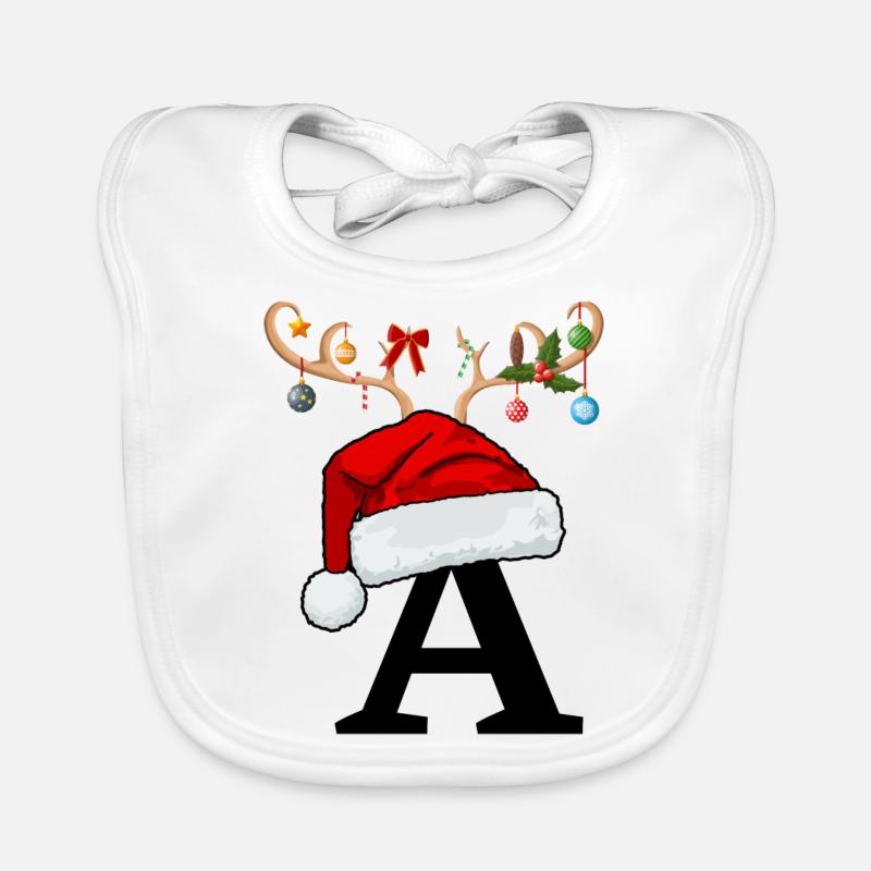 Lettre A bonnet de Noël Bavoir bio Bébé