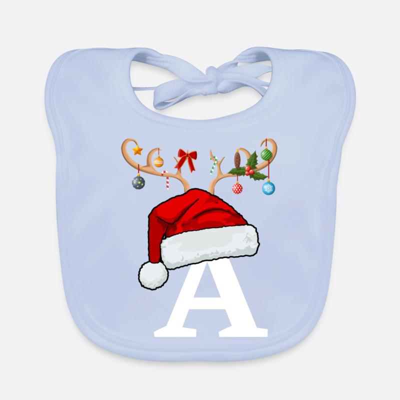 Lettre A bonnet de Noël Bavoir bio Bébé