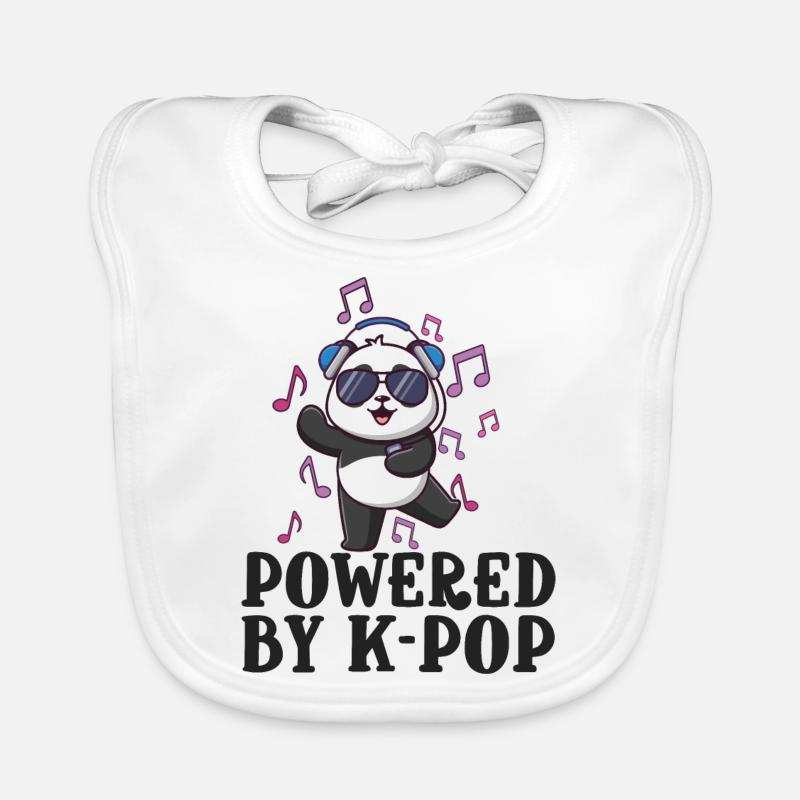 Powered by K-Pop Panda Kpop Merch K-pop Merch Organic Baby Bibs