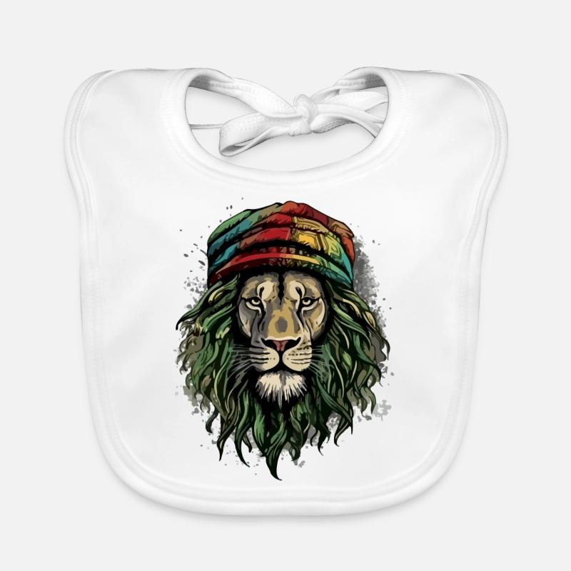 Jah rasta lion - Bavoir bio Bébé - blanc