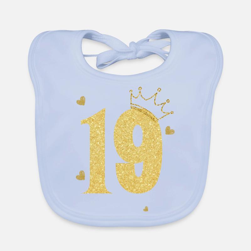 19e anniversaire couronne doré Bavoir bio Bébé