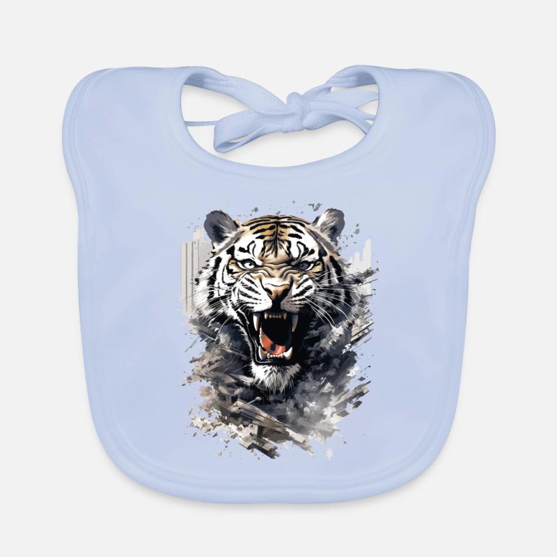Tiger, Tiger Head, Big Cat, Predator, Strong, Power Organic Baby Bibs