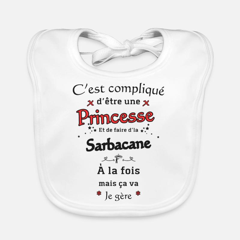 Princesse Et Sarbacane - Bavoir bio Bébé - blanc