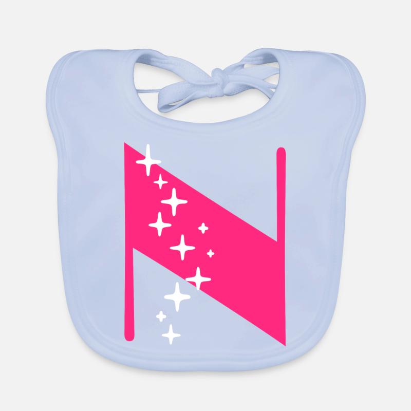 Letter N Glitter Organic Baby Bibs
