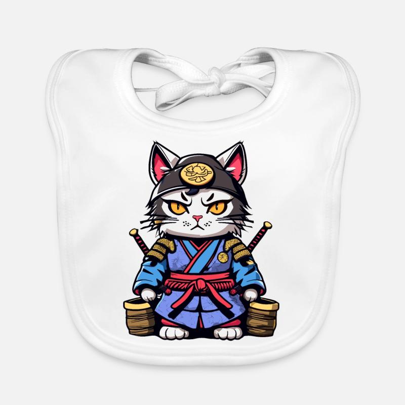 Chat samouraï #23 Bavoir bio Bébé
