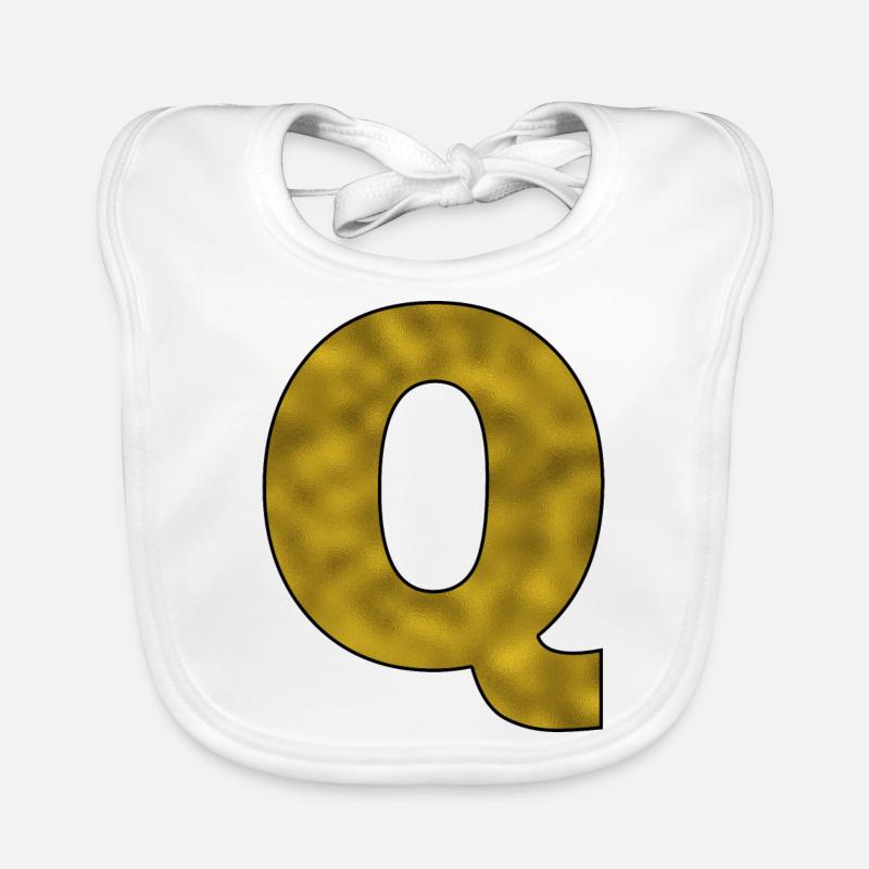 Letter Q Gold Organic Baby Bibs