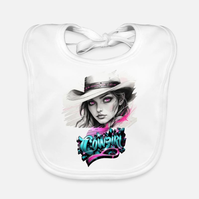 Cowboy , Pferdemädchen mit Cowboyhut Baby Bio-Lätzchen