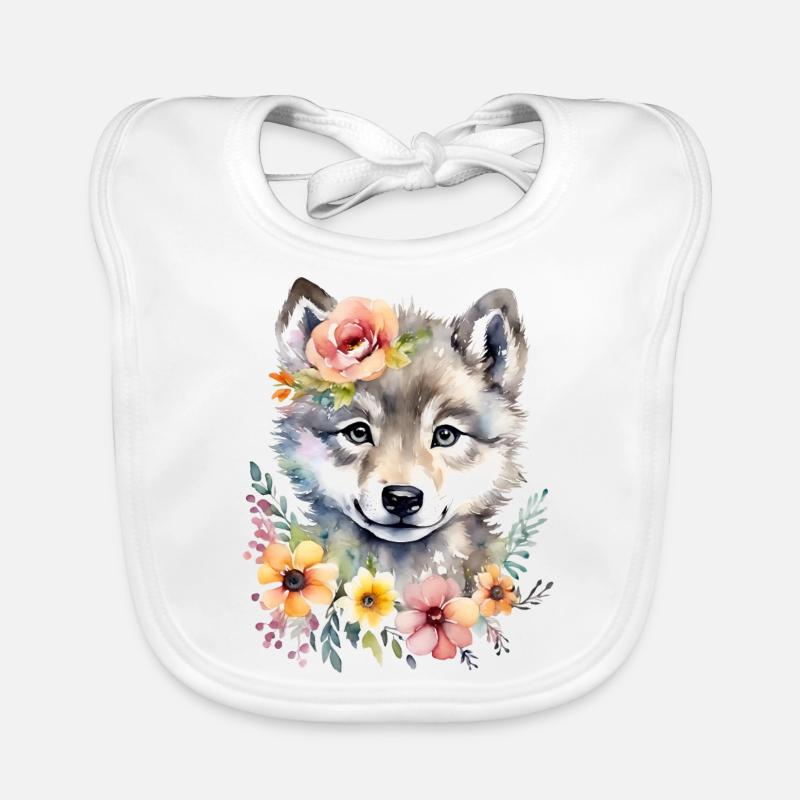 Loup mignon loup bébé mignon aquarelle Bavoir bio Bébé