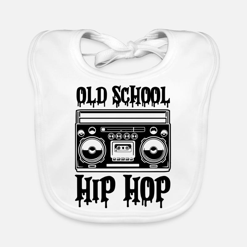 Ghettoblaster Hip Hop à l’ancienne - Bavoir bio Bébé - blanc