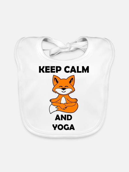 yoga fuchs keep calm - Baby Bio-Lätzchen - Weiß - Vorne