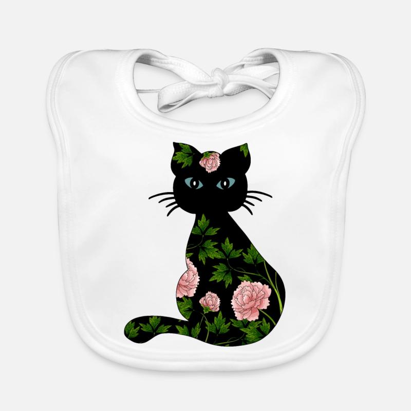 Cat - Organic Baby Bibs - white