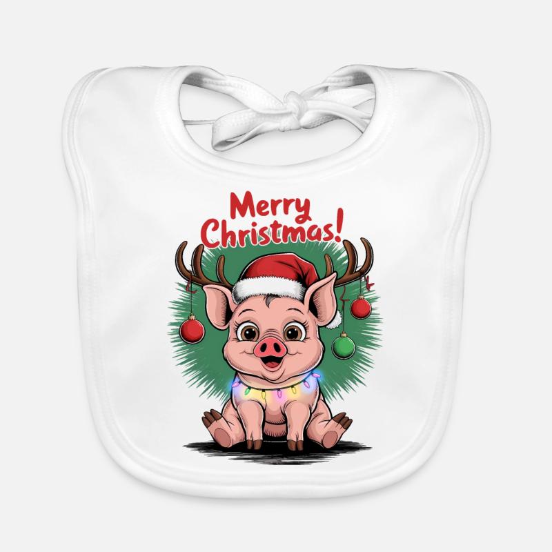 Cochon Noël fermier Joyeux Noël fermier Bavoir bio Bébé