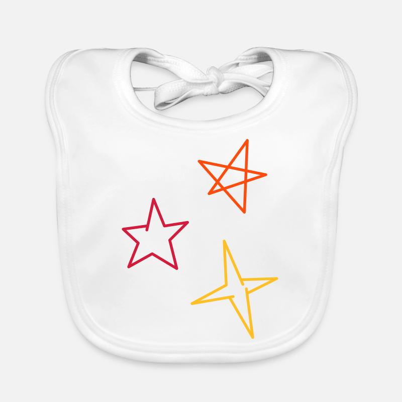 Etoiles tricolores - Bavoir bio Bébé - blanc