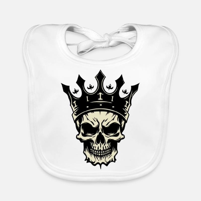 Royal Skull,Skull in Crown Organic Baby Bibs