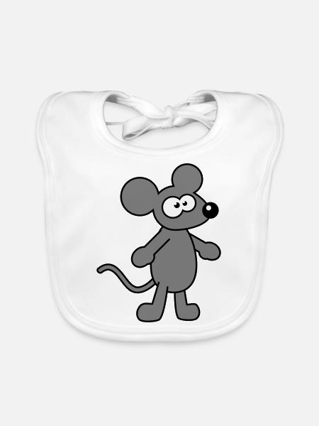 Maus Mäuschen Süße Kleine Ratte Nager Lustig Comic - Baby Bio-Lätzchen - Weiß - Vorne