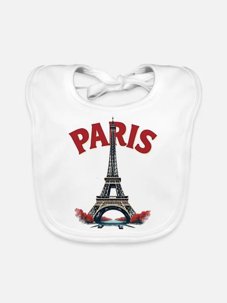 Eiffel Tower, Paris, retro - Organic Baby Bibs - white - Front