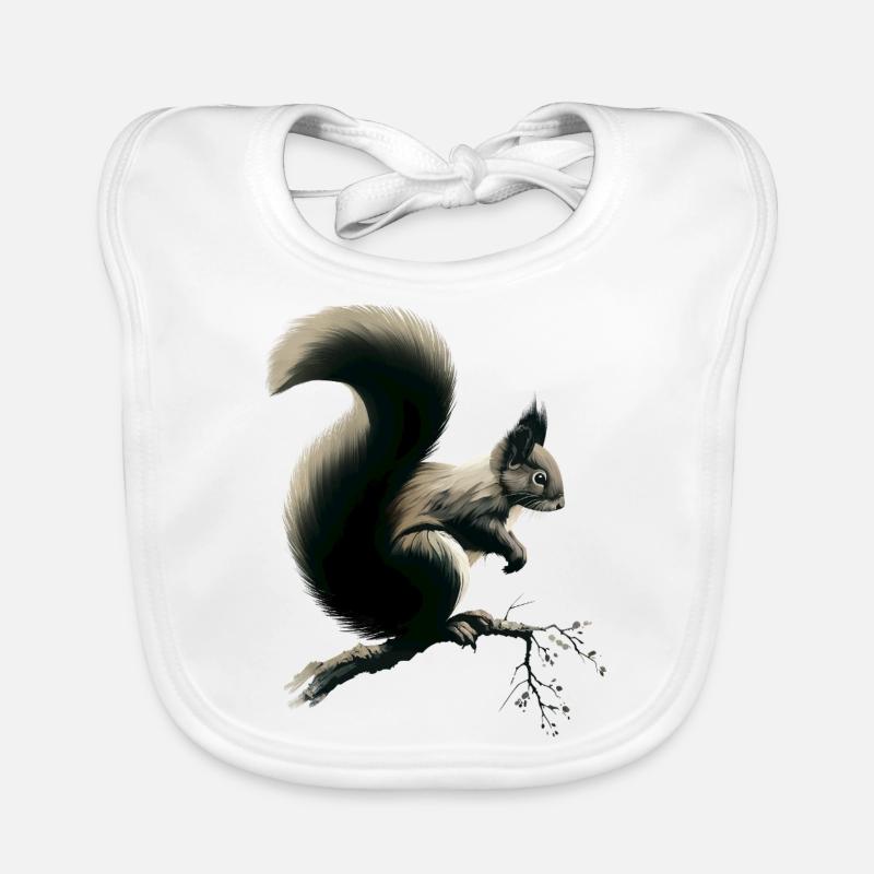 Squirrel on branch Organic Baby Bibs