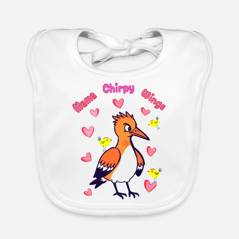 Mama Chirpy Wings: Cartoon Vogel Baby Bio-Lätzchen