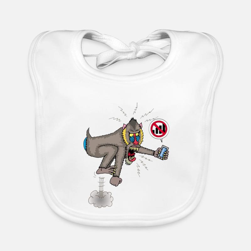 Monkey and mobile phone Organic Baby Bibs