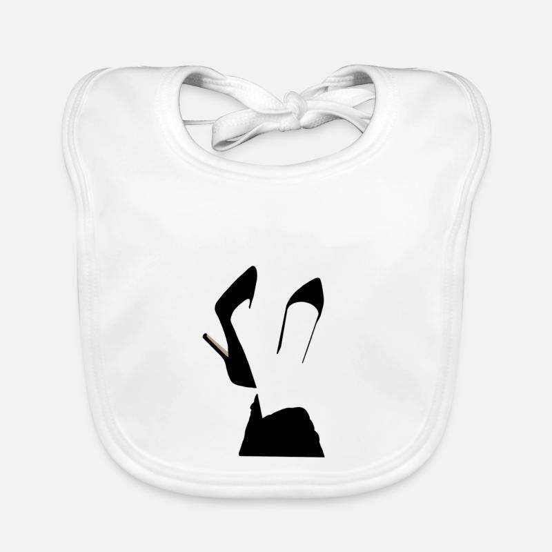 Silhouette de talons hauts – Style glamour - Bavoir bio Bébé - blanc