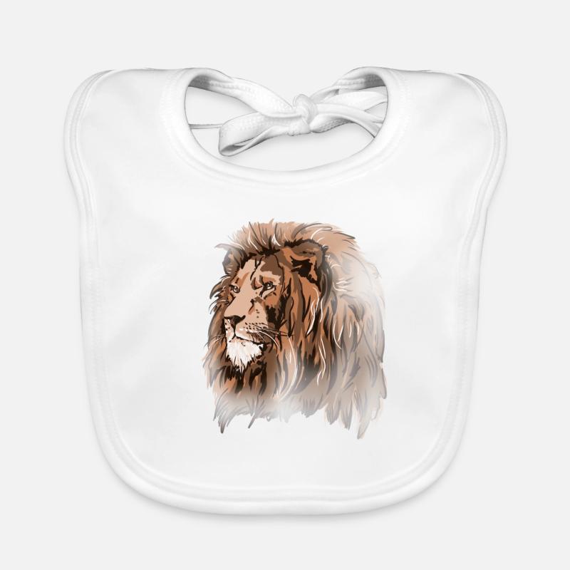 Lion - Bavoir bio Bébé - blanc