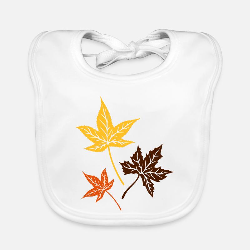 Les feuilles d'automne. Érable, été indien. Canada - Bavoir bio Bébé - blanc
