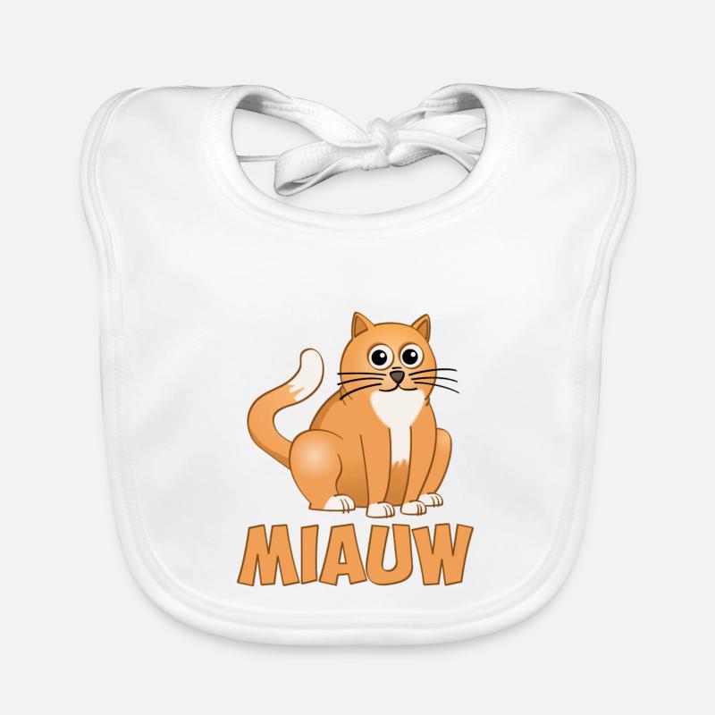 Le chat assis au-dessus du mot miaulement - Bavoir bio Bébé - blanc