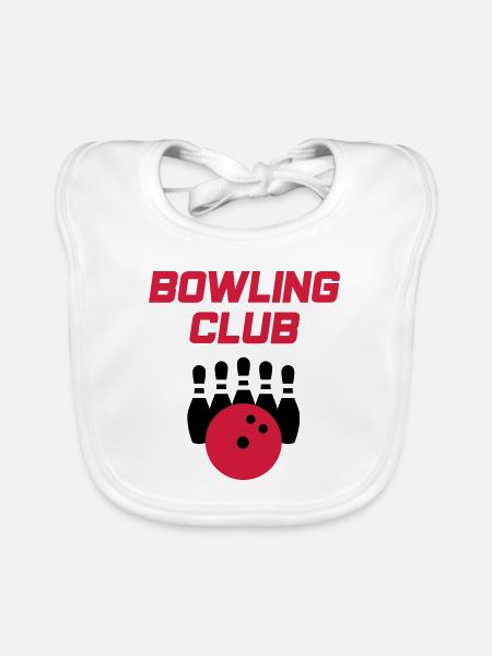Bowling Club (bowling pins, bowling ball) - Baby Bio-Lätzchen - Weiß - Vorne