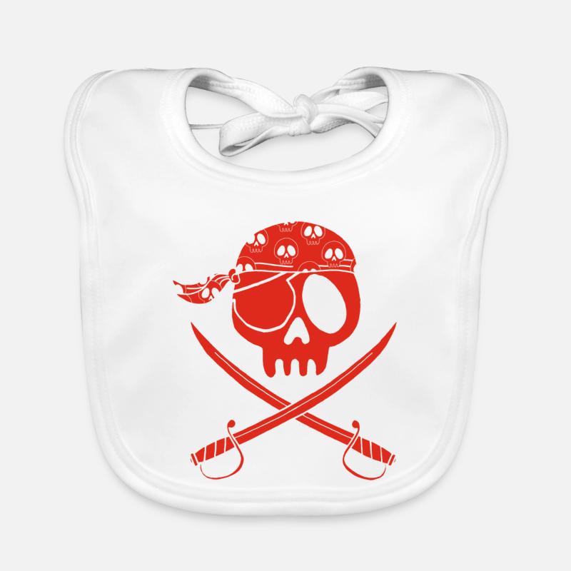 Crâne de pirate rouge Bavoir bio Bébé