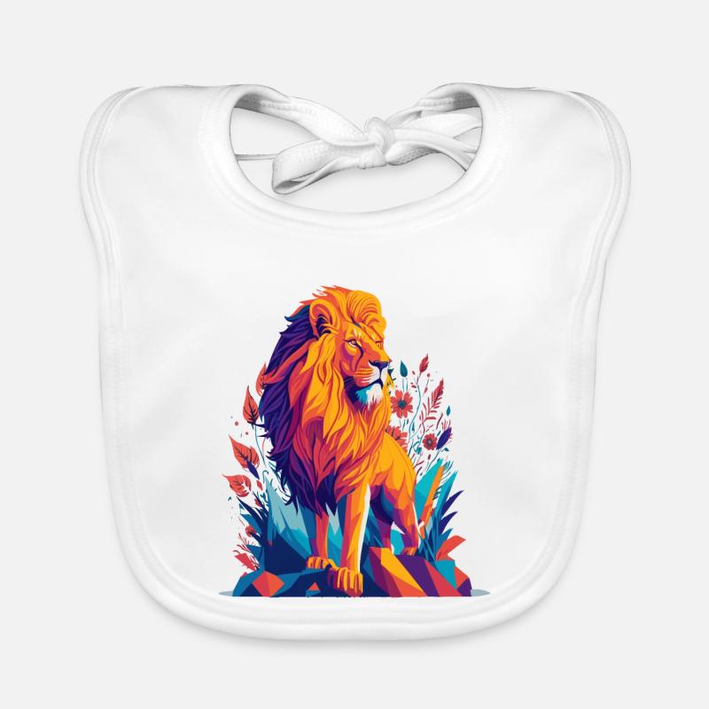 Polygone du Lion - Illustration animale colorée Bavoir bio Bébé