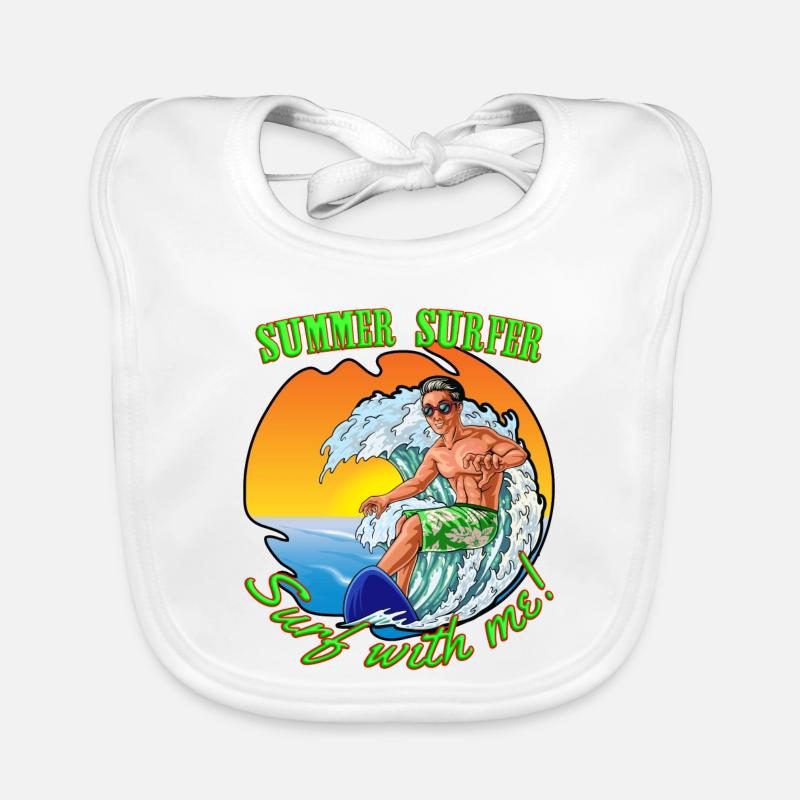 Surfeur d’été - Bavoir bio Bébé - blanc