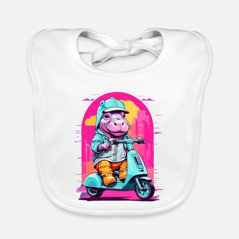 Nilpferd auf Roller Baby Bio-Lätzchen