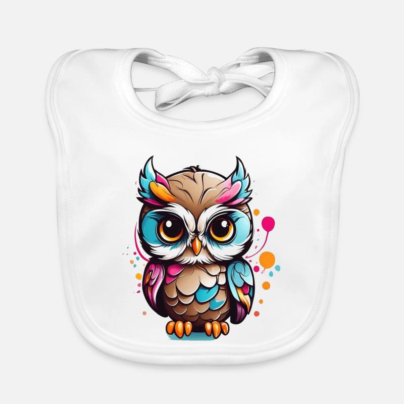 Bunte Eulenfigur im Pop Art Stil Baby Bio-Lätzchen