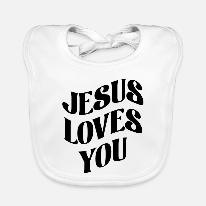 Jésus t’aime - Bavoir bio Bébé - blanc