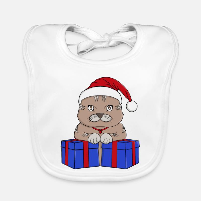 Süßes Weihnachtsmann-Kätzchen Baby Bio-Lätzchen
