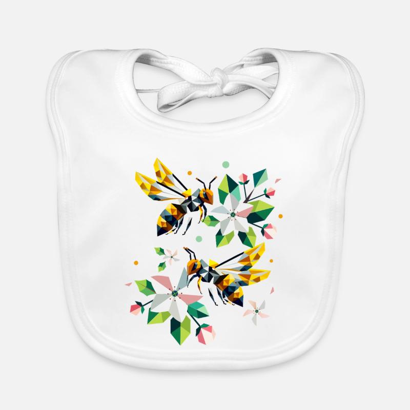 Bees and apple blossoms in harmonious colours Organic Baby Bibs