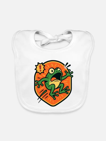 Panikfrosch-Abzeichen - Baby Bio-Lätzchen - Weiß - Vorne
