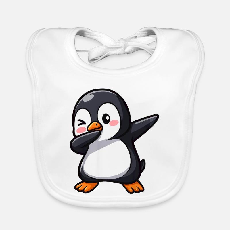 Mignon pingouin dab danse gamer kawaii dessin animé Bavoir bio Bébé