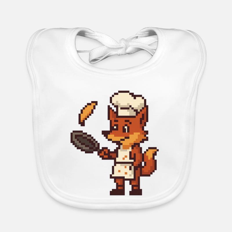 Pixelated Kitchen Chef Fox Organic Baby Bibs
