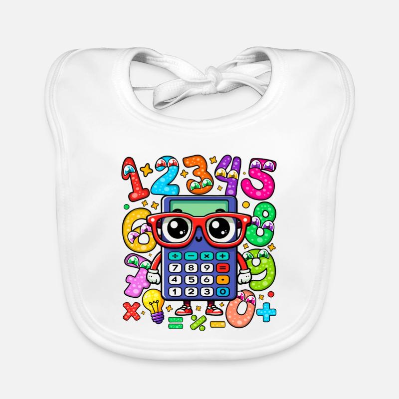 Number Whimsical Math Robot with Numbered Digits Organic Baby Bibs